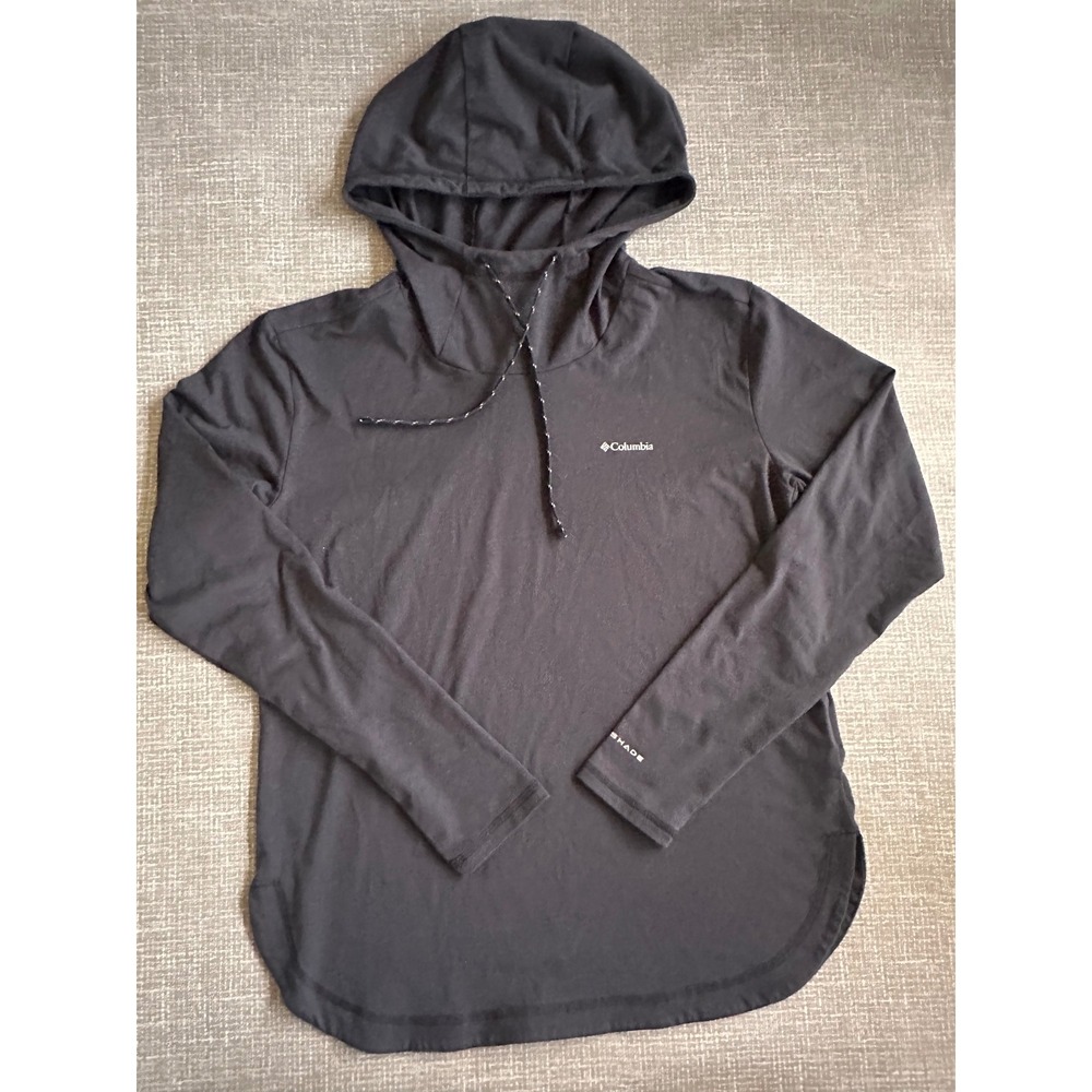 Columbia Womens Omni-Shade Black Long Sleeve Hooded Shirt Small XL2825
